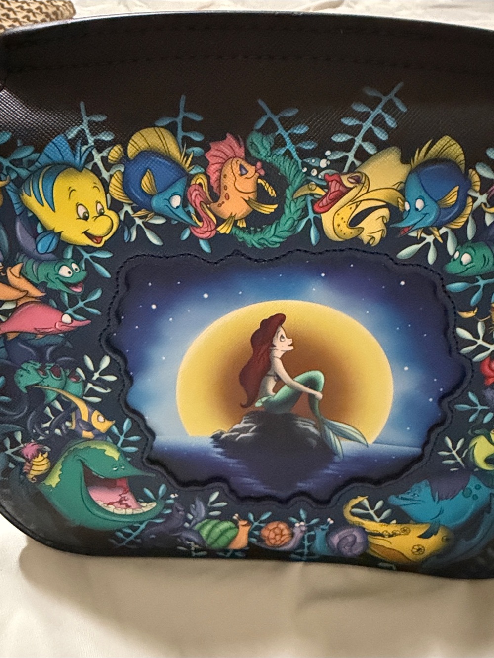 Loungefly Ariel Moonlight Cosmetic Bag in Blue, Yellow, Green, Pink